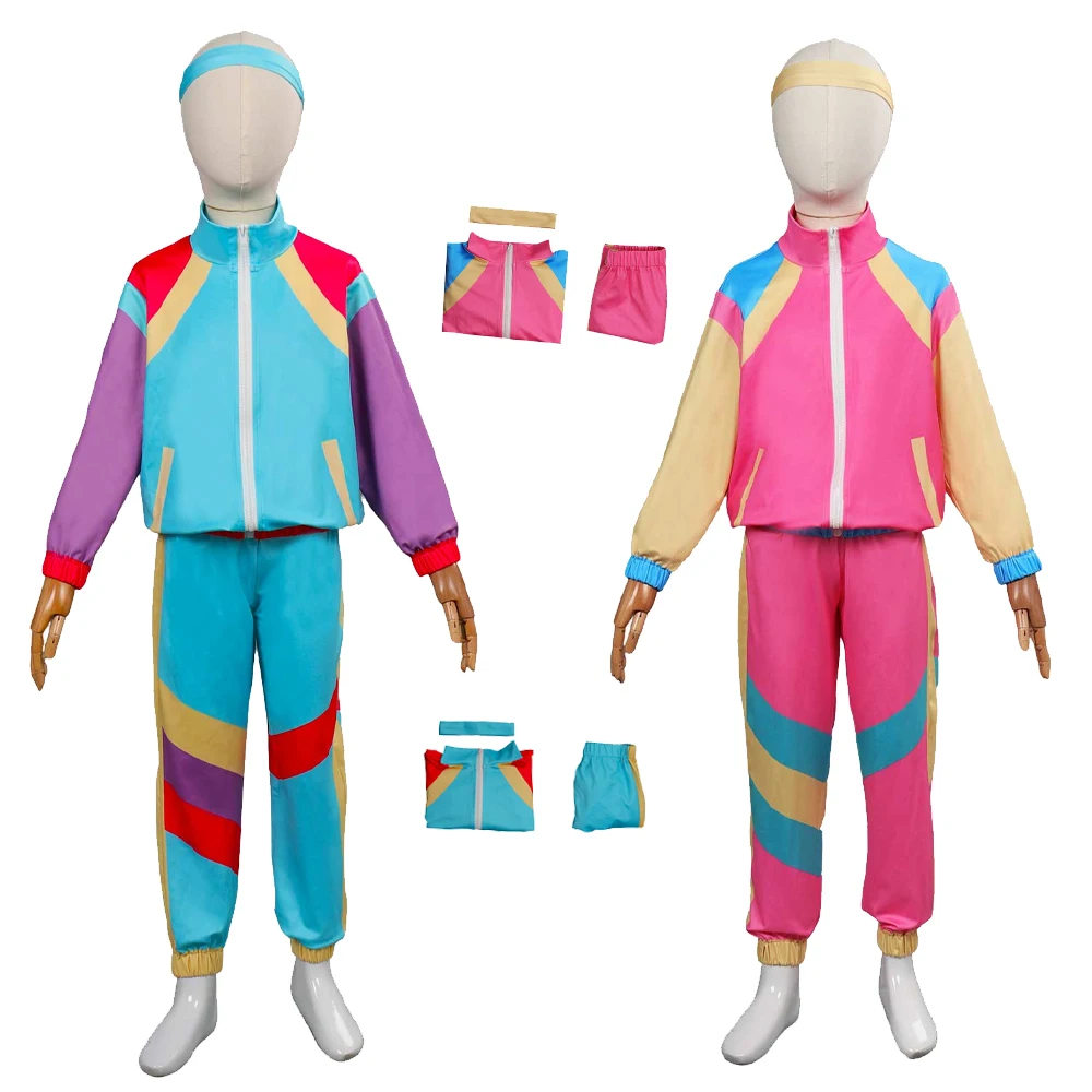 

80s 90s Fashion Retro Dance Sportswear Kids Children Cosplay Costume Coat Pants Boys Girls Outfits Halloween Carnival Party Suit