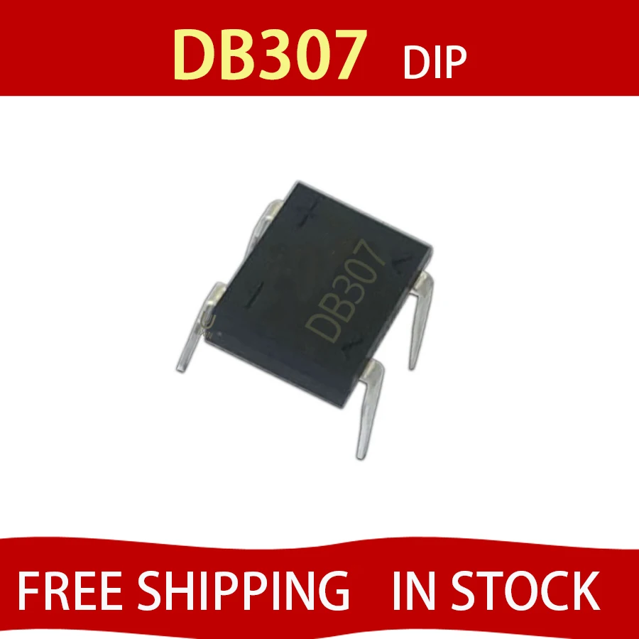 

100Pcs DB307 DIP Bridge Rectifier DIP-4 Rectifier Bridge Stack 3A/1000V DB Footprint