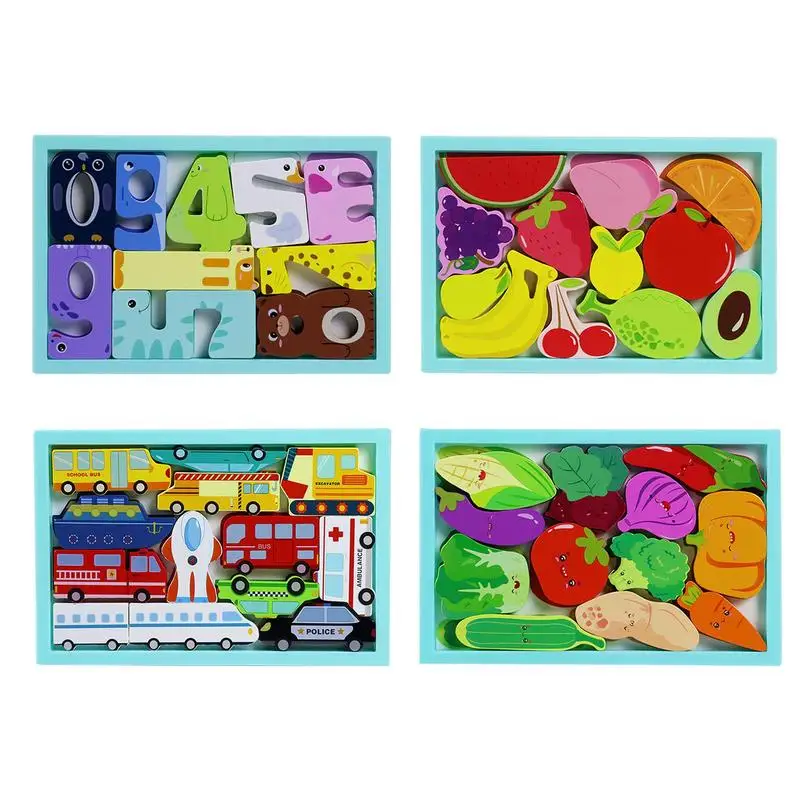 

Baby Montessori Toys Wooden Puzzles Jigsaw Game 3D Animal Shaped Preschool Early Educational Learning Toys Gifts For Children