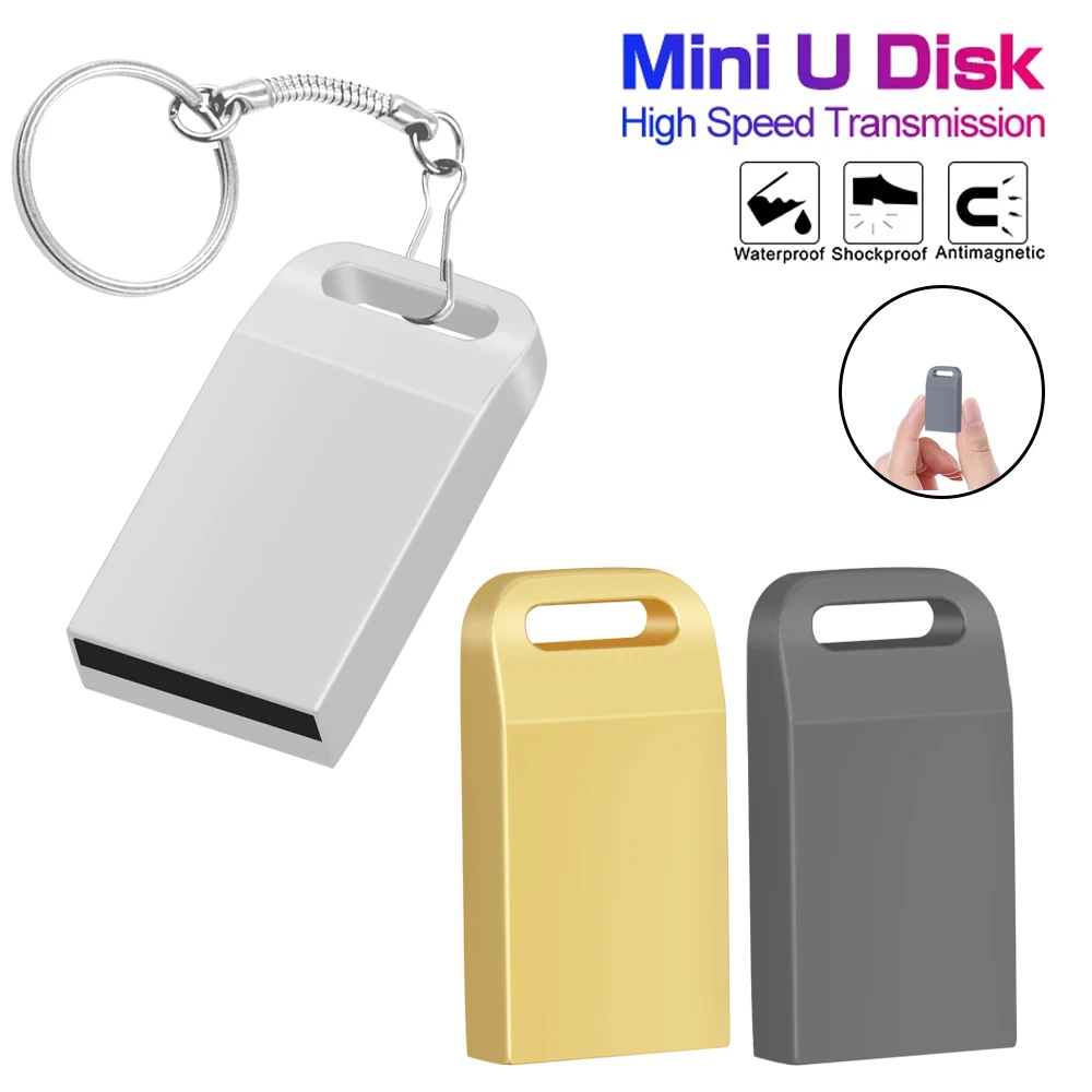 Waterproof USB Stick Fashion Pendrive Mini Metal button USB Flash Drive Mobile storage disk 64GB Pen drive personal memory stick