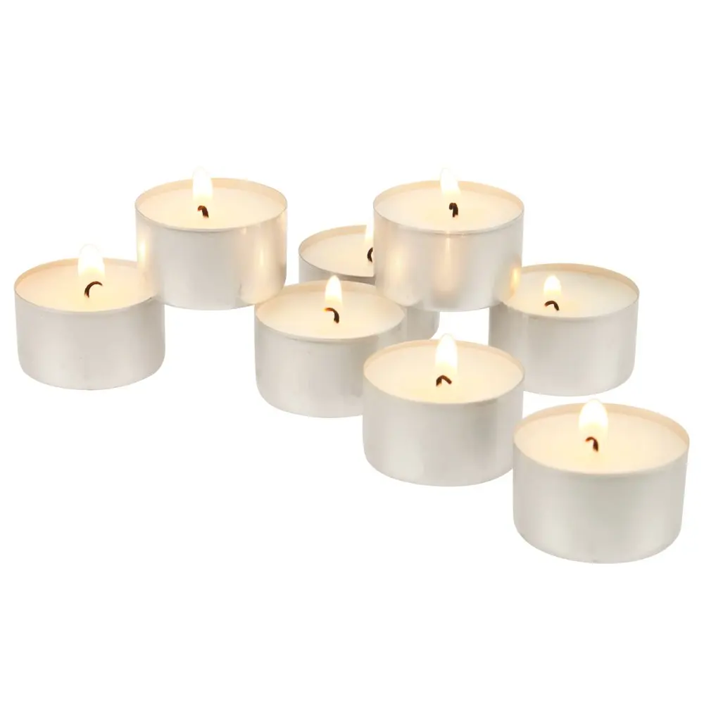 

Unscented Long Burning Tealight Candles with 8 Hour Burn Time, 100 Pack, White