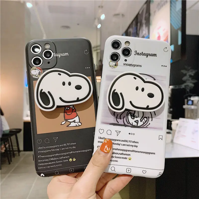 

Snoopy Silicone Case for IPhone 11 12 13 Pro Max 11pro 11promax 12pro 12promax 13pro 13promax XS Phone Case with Stand