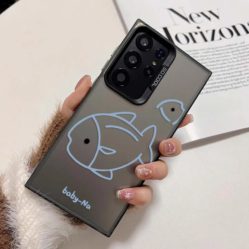 Фото Чехол с рисунком большой и маленькой рыбы для Samsung Galaxy Note 20 S20 Plus Lite Ultra FE 5G, матовый цветной серебристый чехол для телефона №2