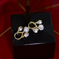 feminia trendy big rhinestone drop earring 14k real gold aaa bling cubic zircon women earrings engagement anniversary jewelry