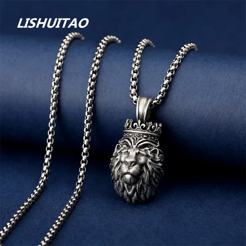 

Fine Craft Jewelry Female Hip Hop Crown Lion King Necklace Pendant Simple Personality Male Fashion Atmosphere Necklace
