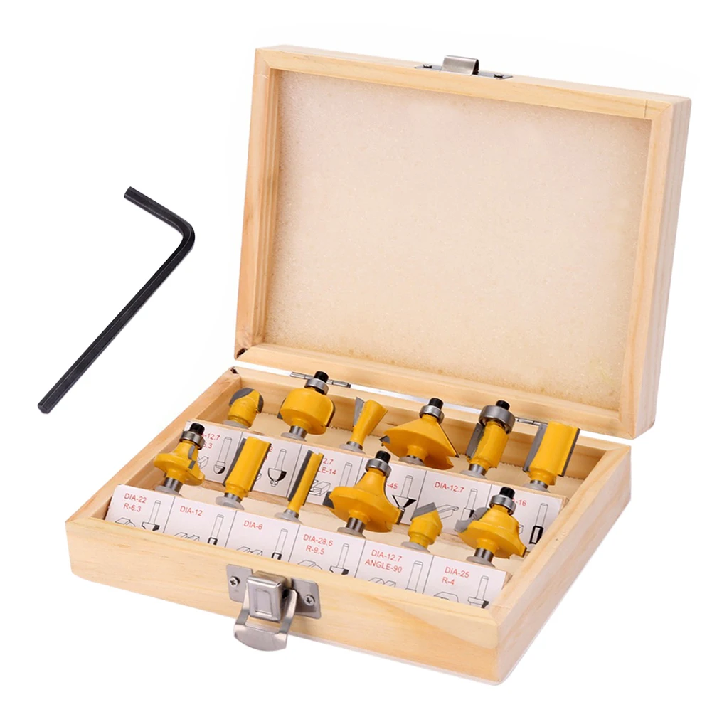 

12pcs/set Wood Router Bit Mill Engraving Trimmer Adapter Milling Cutter