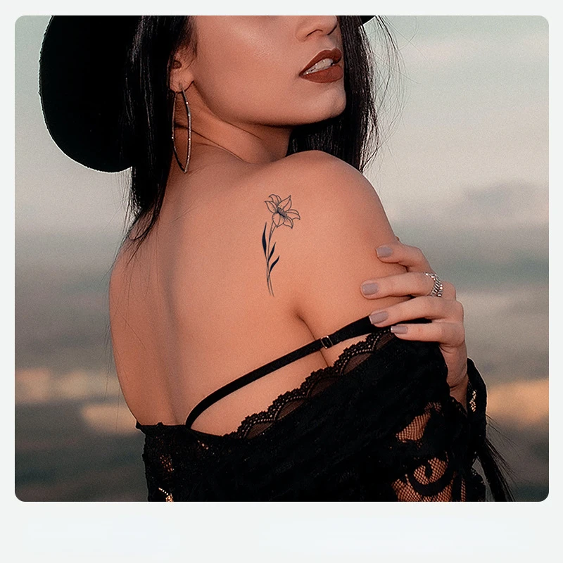 Временная тату-наклейка женские сексуальные цветы боди-арт наклейки на руку