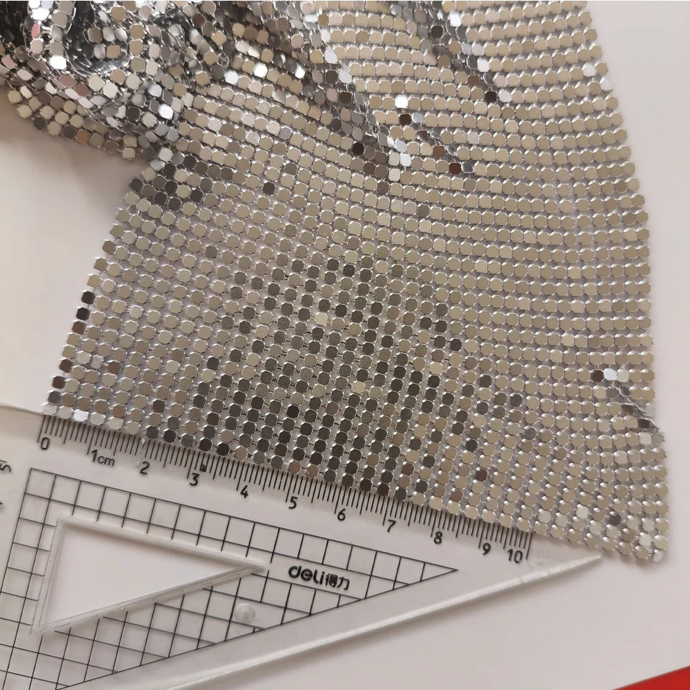 Золотая серебряная металлическая сетчатая ткань с блестками расшитая сделай сам