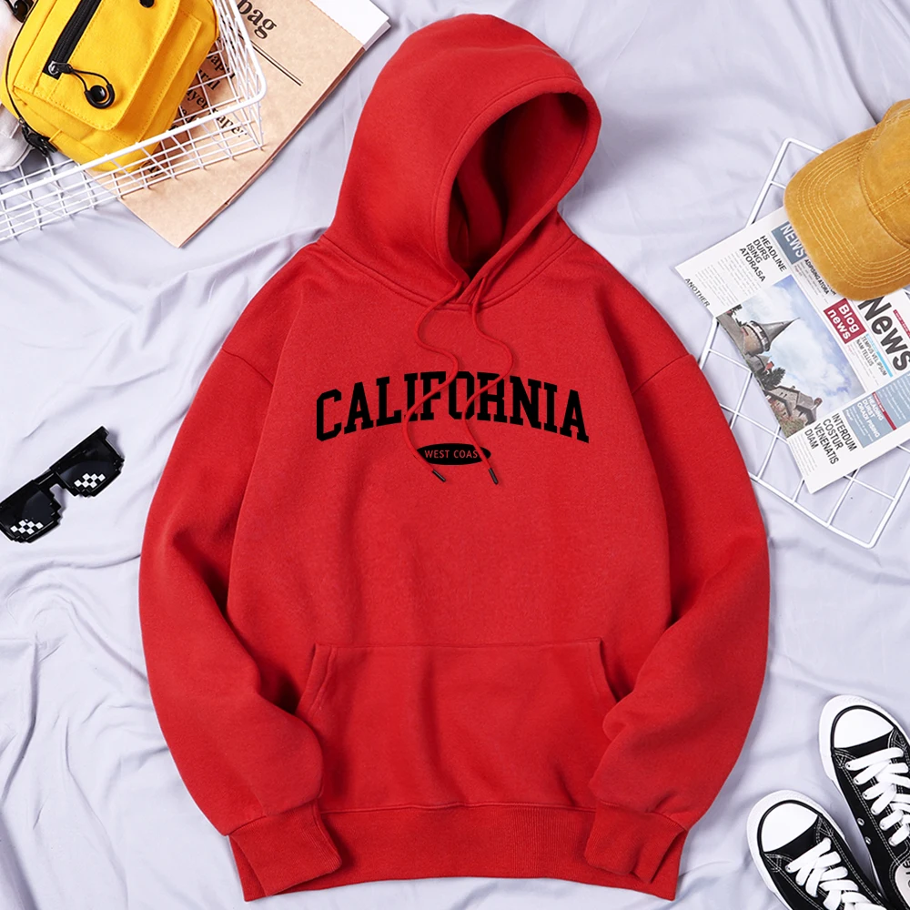 

Модная удобная мужская толстовка с капюшоном West Coast Of California, винтажная повседневная одежда, простые мужские толстовки оверсайз
