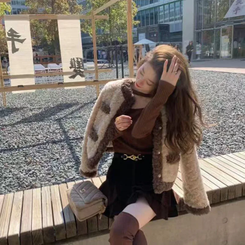 Винтажное теплое пальто из овечьей шерсти женское осенне-зимнее корейское