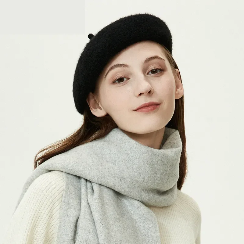 

Women Girl Beret Artist Warm Wool Winter Beanie Hat Cap Vintage Plain Beret Hats Solid Color Elegant Lady Winter Caps