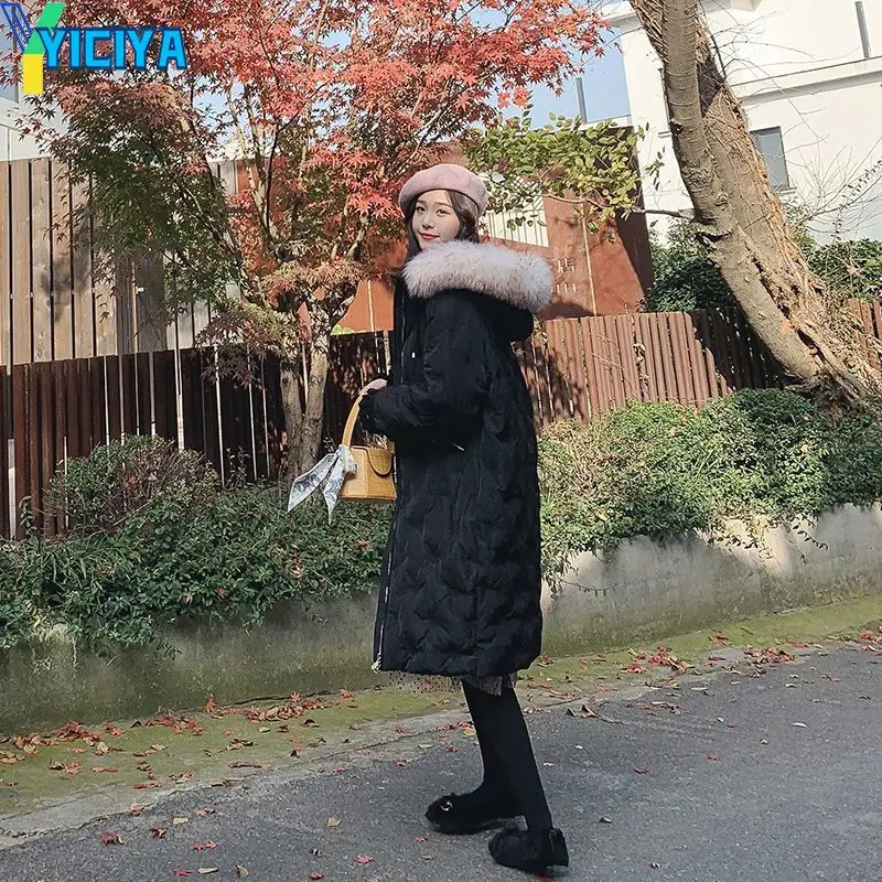 YICIYA Parkas Women Long Style Solid Simple Hoodies Warm Streetwear Snowflake Outwear Winter Prevalent Clothes Female Ins Chic