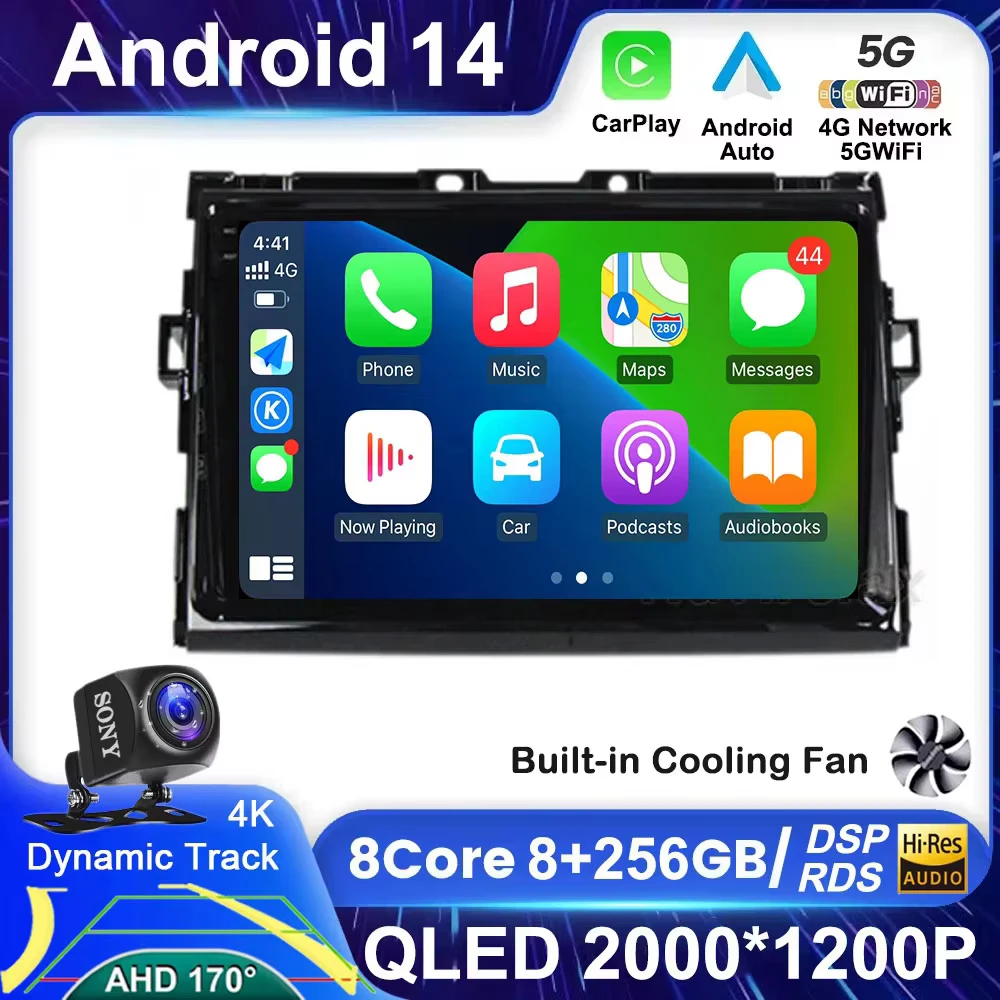 Android 14 Carplay для Toyota Estima/PREVIA/Tarago/Canarado 2006-2015 Мультимедийный видеоплеер Навигация GPS