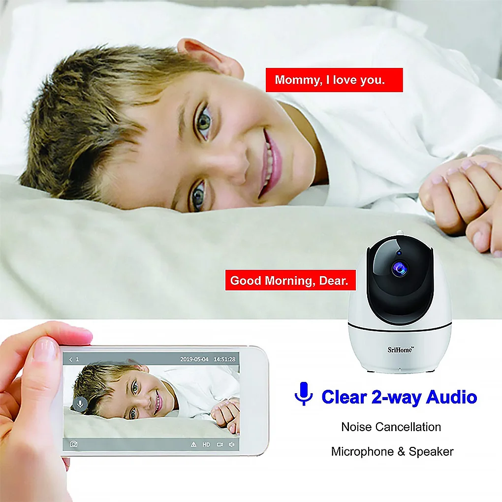 

Srihome-SH026 Wifi камера для дома и офиса ИК Ночное Видение 1080P 2 0 мегапиксельная линза беспроводная камера