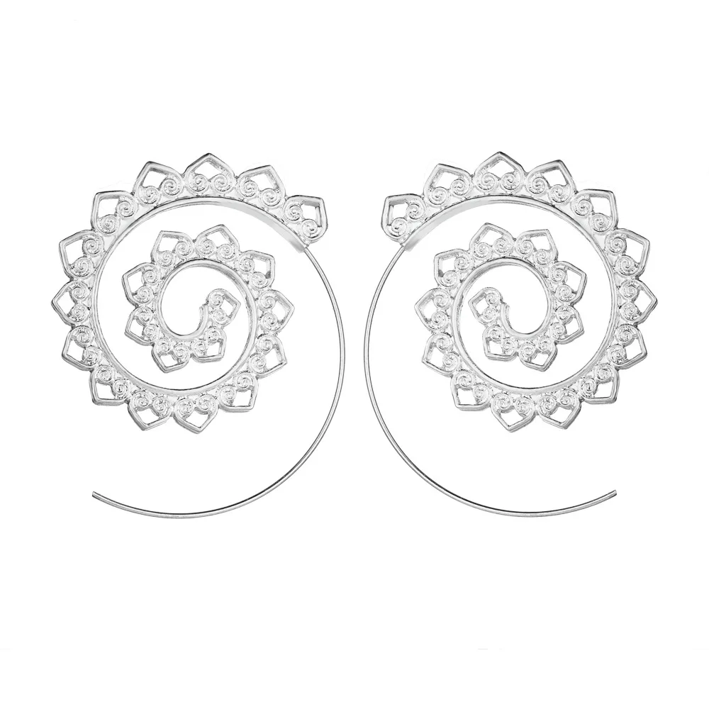 

8Seasons Fashion Women Hoop Earrings Gold Silver Color Gear Whirlpool Style Trendy Accessories Creative Jewelry,1Pair