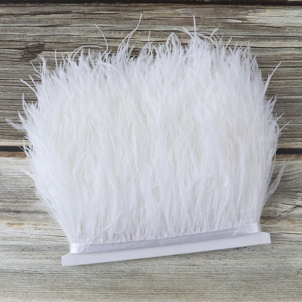 

1Meter White Ostrich Feather Trims Fringe 8-10cm Natural Ostrich Plume for Wedding Decoration Crafts Ribbon Skirt Party Clothing