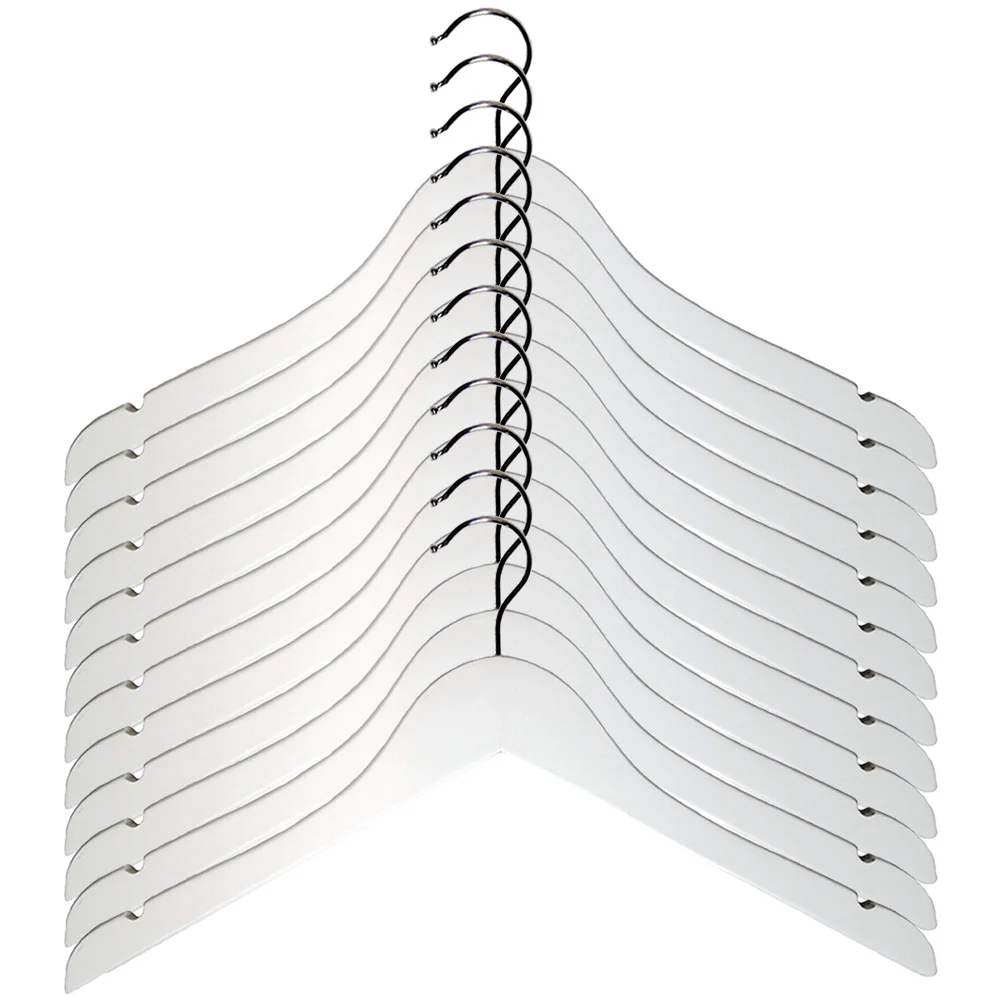

12Pcs White Wood Suit Racks Clothes Hangers Home Clothing Stretchers