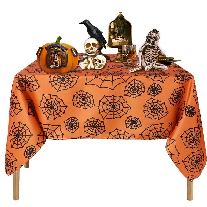 

Dinner Party Decoration Halloween Tablecloth Spider Web And Pumpkin Table Cloth, Bat Cobweb And Ghost Waterproof Tablecloths