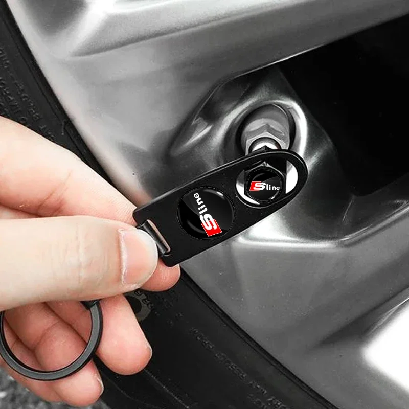 Фото Автомобильный брелок для ключей с автоматическими колпачками для клапанов шин, пылезащитный колпачок для Audi Sline A6L A4L A3 A4 A7 A5 Q3 Q5L Q7 Q2L S4 S5 S6 S7 S8 TT №4