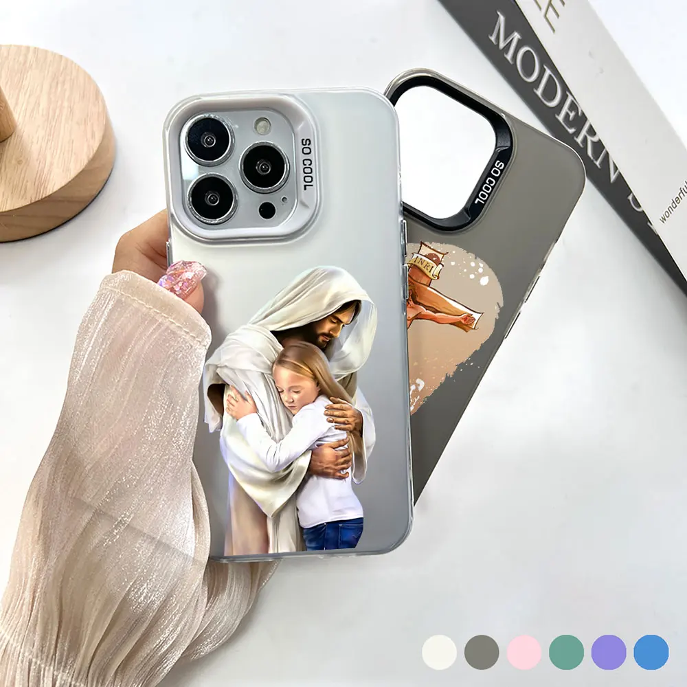 Христианский религиозный крест Иисуса с большим отверстием матовый лазерный