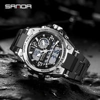 sanda brand new military watch dual display men sports watches g style led digital military waterproof watches relogio masculino