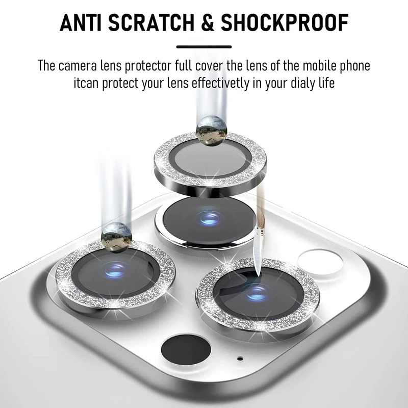 Diamond Glass Camera Lens Protector For iPhone 13 12 Mini Lens Glass 11 12 13 Pro Max metal Camera screen Protector cap 100pcs