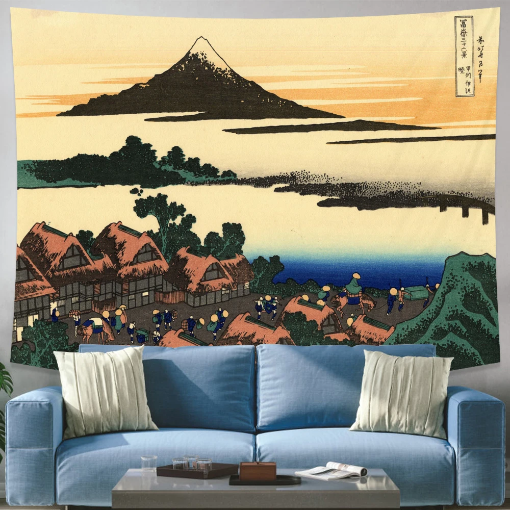 

Japan Mount Fuji Painting Tapestry The Great Wave of Kanagawa Landscape Wall Hangings Living Room Household Japanese Tapestry