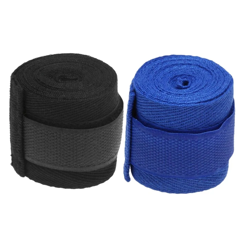 

2 шт. 2,5 м эластичный хлопковый спортивный ремешок боксерский бандаж для Sanda Muay Thai Mma Taekwondo ручные перчатки обертывания-синий и черный
