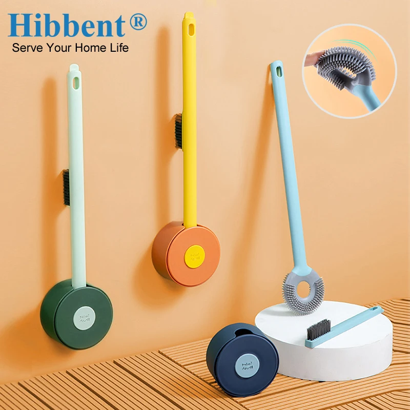 

Подвесная силиконовая щетка для унитаза Hibbent, модные чистые инструменты для унитаза с 2 щетками, аксессуары для ванной комнаты