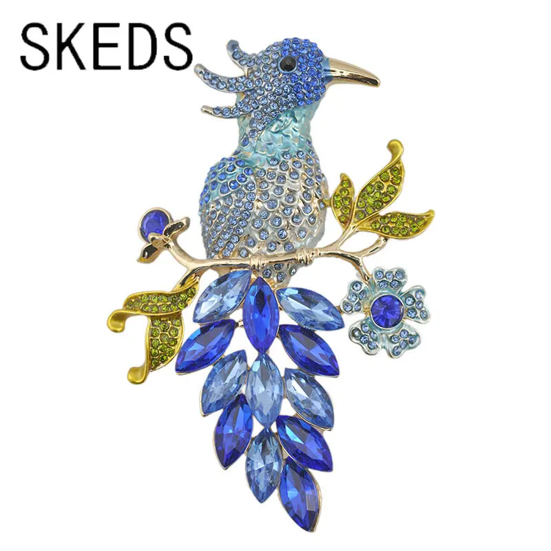 

SKEDS Women Men Exquisite Luxury Large Full Crystal Bird Twig Brooches Pins Shiny Gorgeous Rhinestone Animal Badges Corsage Pin