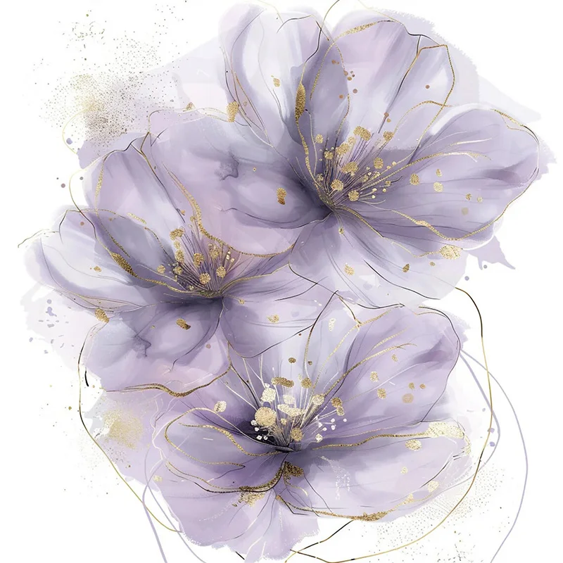 

Фиолетовые абстрактные цветы наклейки на стену