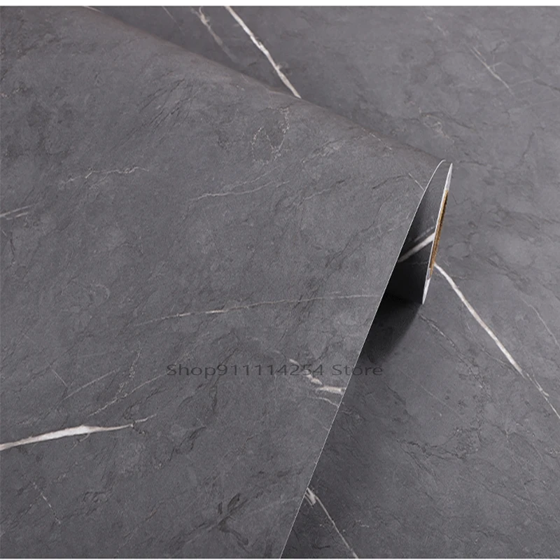 

Matte Thickened Gray Marble Pattern Waterproof Self-adhesive Wallpaper Kitchen Countertop Oil-proof Rock Board Wall Sticker 5M