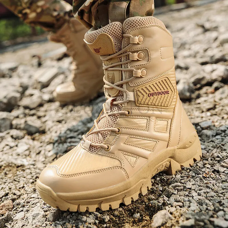 

Autumn Winter Men Military Boots Quality Special Tactical Desert Combat Ankle Boot Army Work Shoes Leather Snow Boots Men