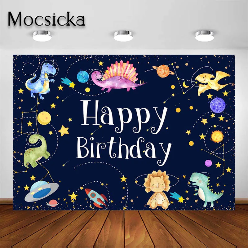

Mocsicka фон на день рождения для мальчика, динозавр, звездное небо, фон для детей, портрет, фотостудия, реквизит, фотография, Декор, баннер