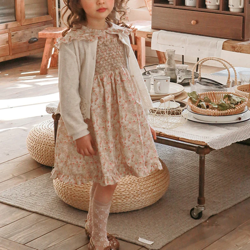 

Girls Dresses 2023 spring Summer Kids Children's full Sleeve Flowers Cute Dress Fashion 2-12 Years Old Girls Clothes