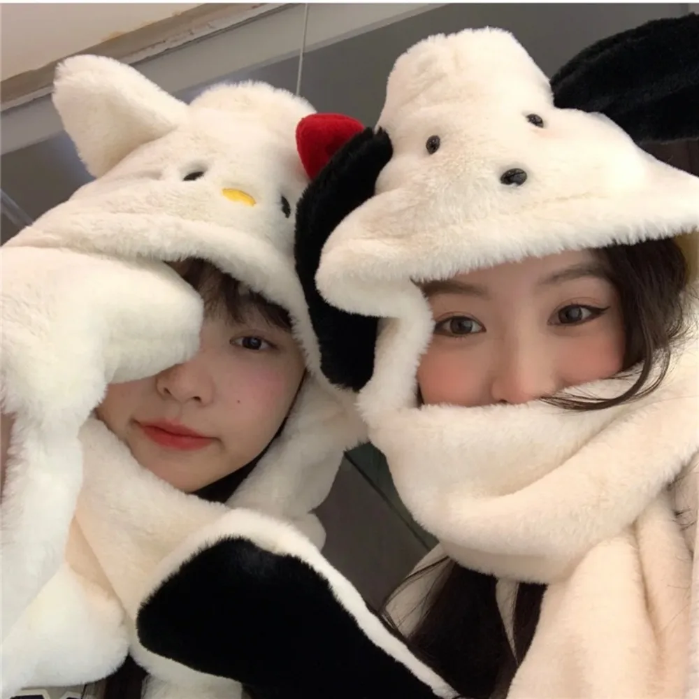 Новинка флисовая шапка для женщин милая плюшевая теплые перчатки аниме