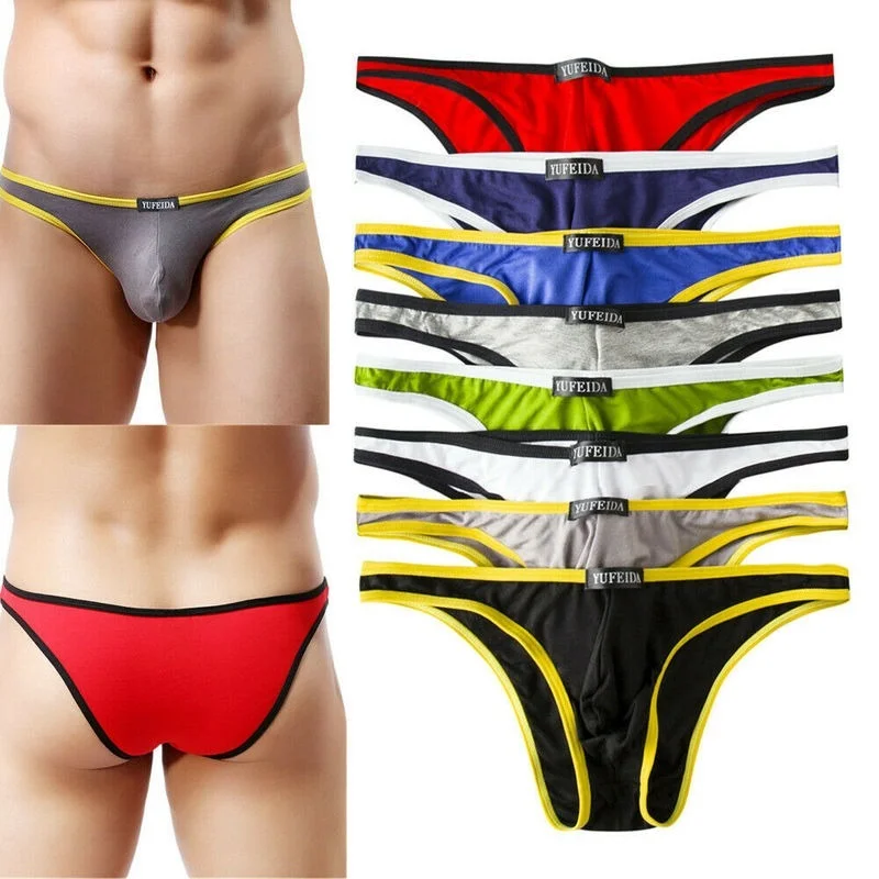 FYXLJJ 4/6/8pcs Low Waist Mens Briefs Temptation Underwear G String Thongs Male Penis Pouch Underwear Men Bikini Masculina Cueca