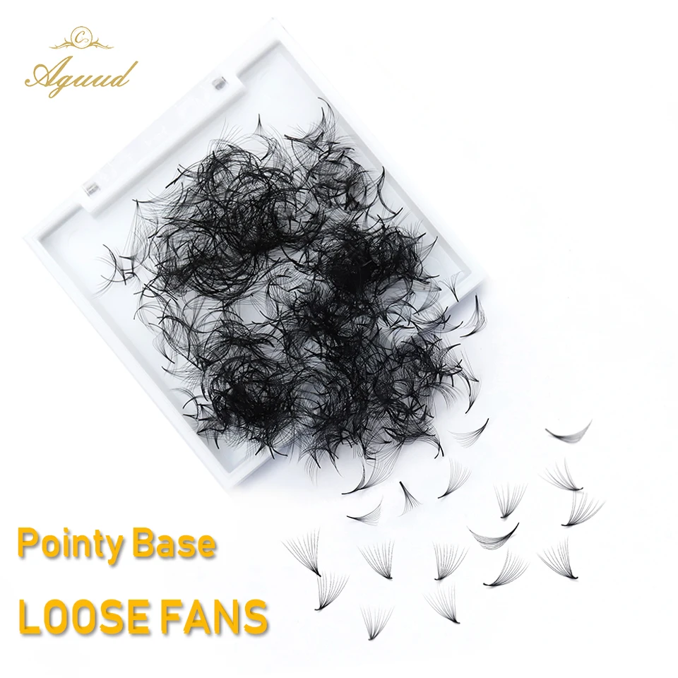 

AGUUD 500/1000 Fans Sharp Narrow Stem Premade Fan Loose Fans 12D/14D Volume Lash Slim Thin Pointy Base Cluster Eyelash Extension