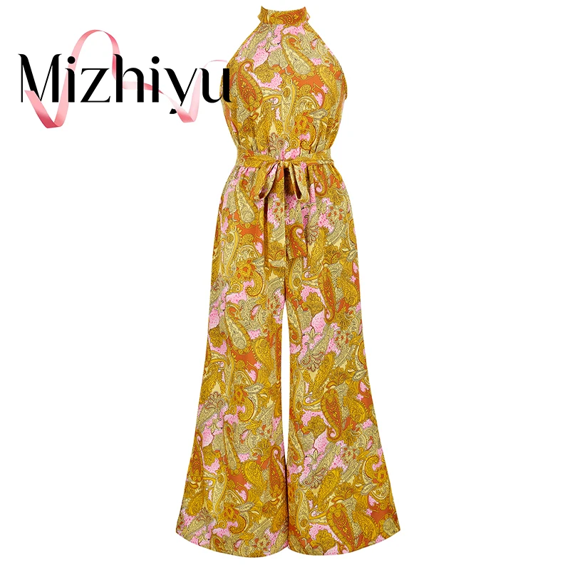 

Spring/Summer Fashion Sexy Off-the-Shoulder Floral Jumpsuit Women's Party Sleeveless Streetwear Jumpsuit Workwear Club Women's
