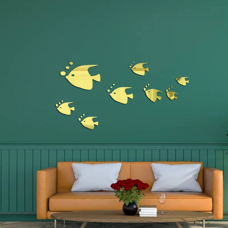 

Ocean Bubble Fish Living Room Mirror Wall Decal Wall Self Adhesive Acrylic Decoration decor living room decoration room decor