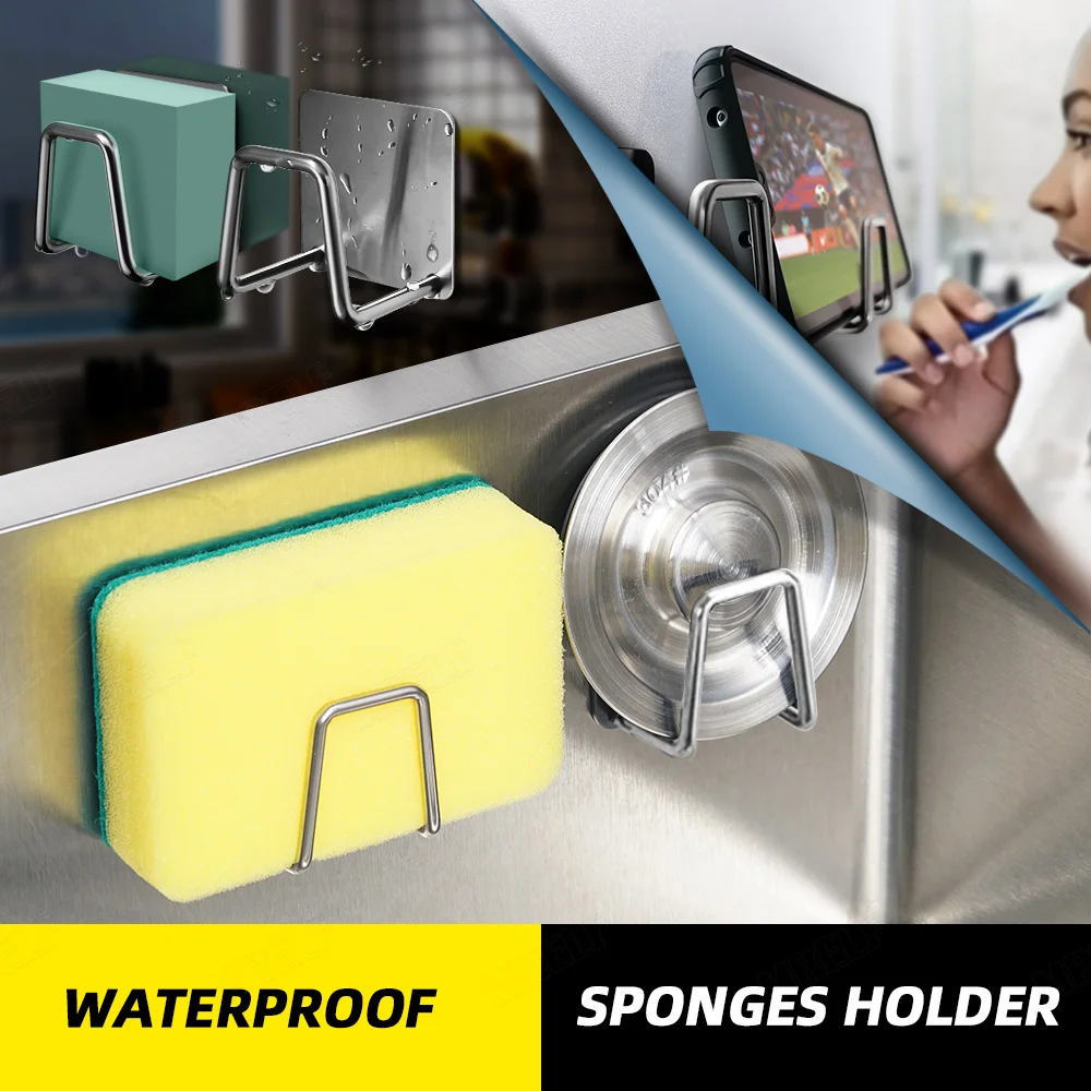 

Organizer Drain Sink Holder Drying Kitchen Sponges Storage Stainless Rack Kitchen Holder Accessories Self Steel Sponges Adhesive