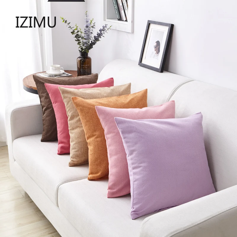 

Pure Color Nordic Wind Linen Pillow Simple Plain Color Pillow Cover with Core Car Cushion Headrest Back Sofa Office Chair Pillow