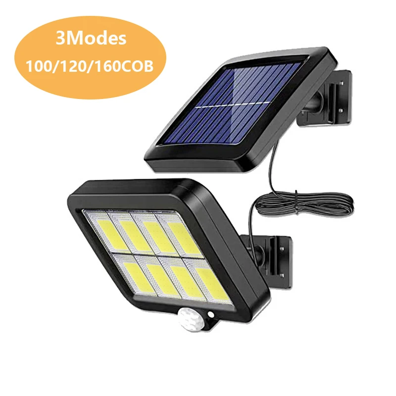 

100/120/160COB светодиодный солнечный светильник с датчиком движения, водонепроницаемый солнечный светильник, уличные настенные лампы для украш...
