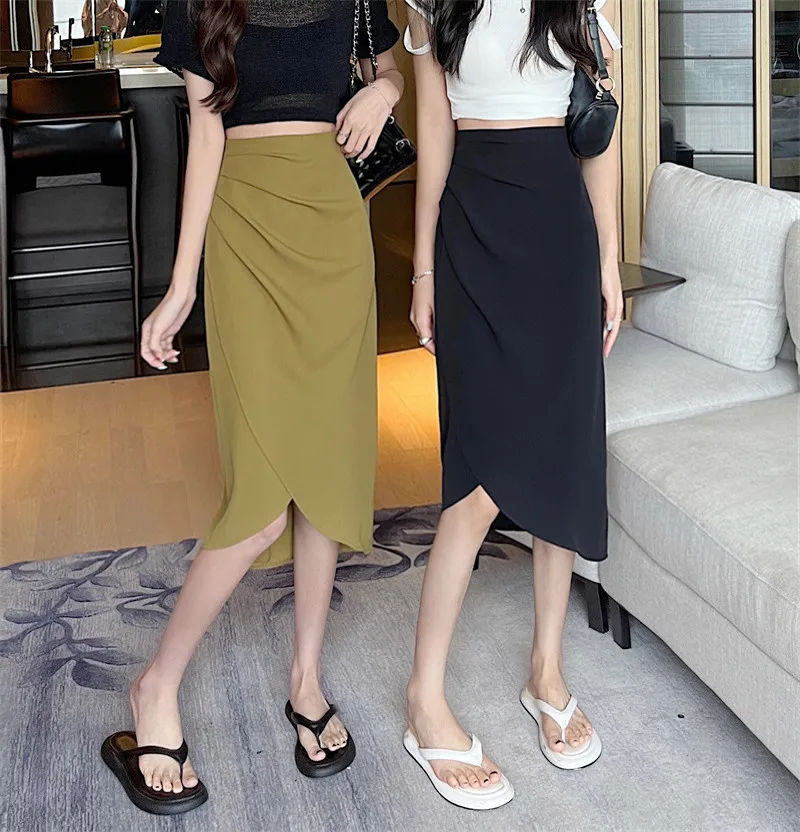 

COIGARSAM Women Skirt Summer New Black Khaki Skirts Dropshipping