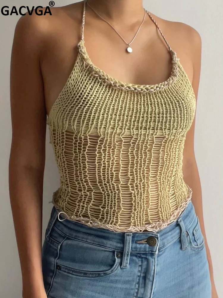 

Женский трикотажный топ с открытыми плечами GACVGA Y2K