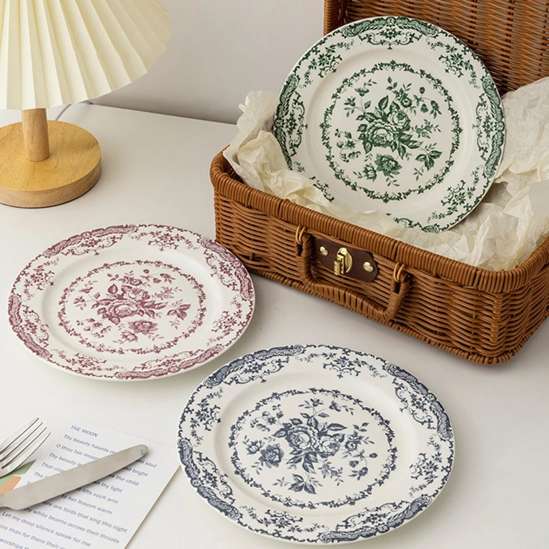 8/10 дюймов французская винтажная розовая керамическая тарелка в европейском