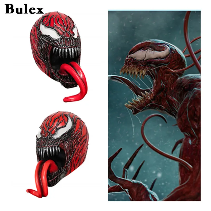 Bulex Movie Men Venom : Let There Be Carnage Mask Scary Monster Latex Masks Cosplay Venom 2 Red Masks For Adult Halloween Prop