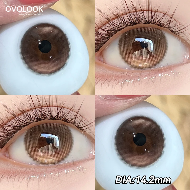 Фото OVOLOOK - Гибридные цветные контактные линзы с фиксированной осью, не вызывающие раздражения, для женщин, с эффектом водянистой глянцевой поверхности. №1