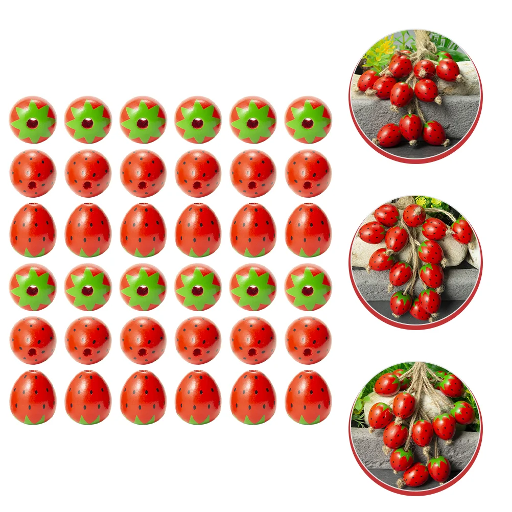 50 шт. бусина для браслетов сделай сам клубничные деревянные бусины клубника