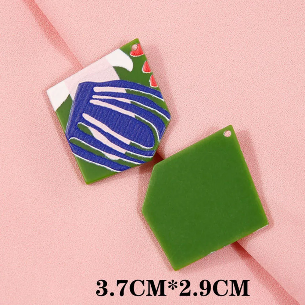 1/6/10Pcs Simple Earrings Pendientes Piercing Acrylic 3D Relief Printing DIY Earring Key Chain Pendant  for Jewelry Making